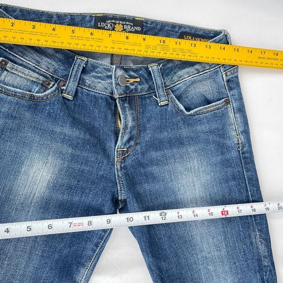 Lucky Brand Lola Skinny Reg Low-Rise Distressed Jeans Medium Wash Denim Women 27 - Picture 13 of 16